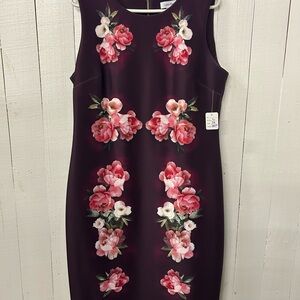 Calvin Klein Floral Sheath Midi Dress
